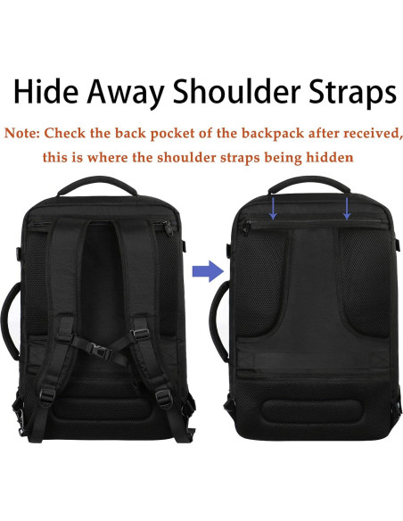 Mochila de Viaje Expandible MATEIN 40L Resistente al Agua Negra