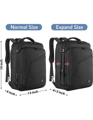 Mochila de Viaje Expandible MATEIN 40L Resistente al Agua Negra