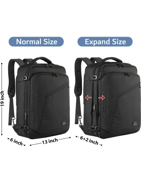 Mochila de Viaje Expandible MATEIN 40L Resistente al Agua Negra