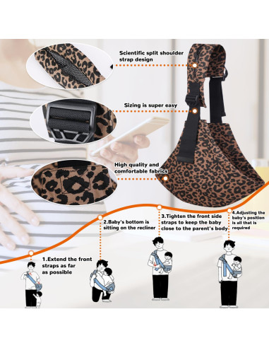 Portabebés Ajustable Ergonomía Leopardo 0-20.4 kg