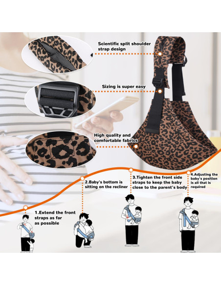 Portabebés Ajustable Ergonomía Leopardo 0-20.4 kg