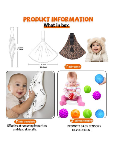 Portabebés Ajustable Ergonomía Leopardo 0-20.4 kg