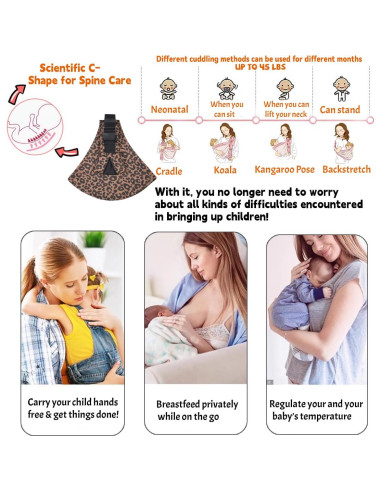 Portabebés Ajustable Ergonomía Leopardo 0-20.4 kg