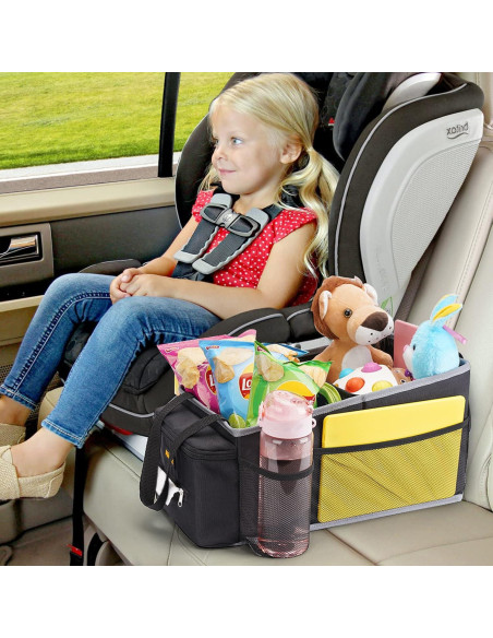 Organizador de Asiento de Coche Alijees Negro con Portavasos
