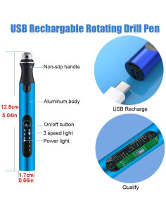 Mini Taladro Eléctrico Inalámbrico VQVYBXN 3 Velocidades 18000 RPM 2