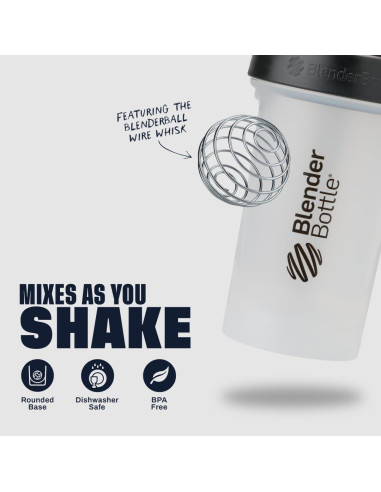Botella Mezcladora BlenderBottle Clásica V2 0.59L Transparente/Negro