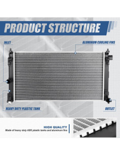 Radiador Auto Dynasty para Toyota Corolla 2019-2020 y Lexus UX 2
