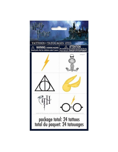 24 Tatuajes Temporales Harry Potter - Fiesta Infantil