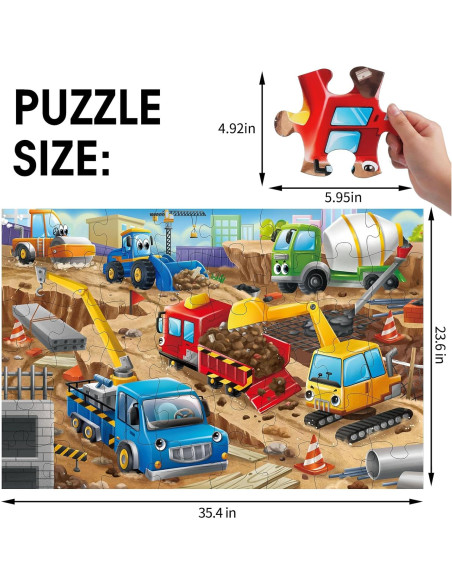 Rompecabezas de Suelo Jumbo IFLOVE Sitio de Construcción 48 Piezas