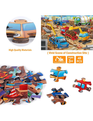 Rompecabezas de Suelo Jumbo IFLOVE Sitio de Construcción 48 Piezas