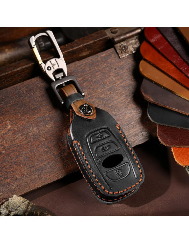 Funda de Llave Inteligente KEALAS para Subaru - Cuero Negro