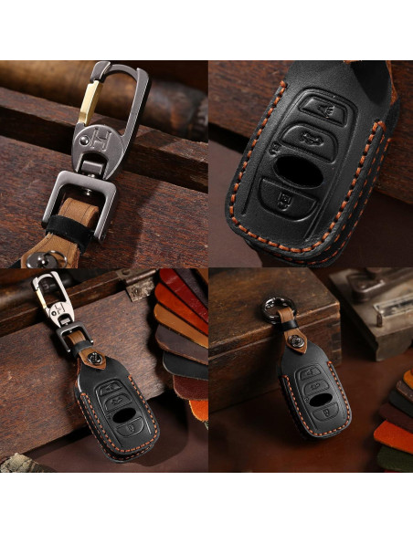 Funda de Llave Inteligente KEALAS para Subaru - Cuero Negro