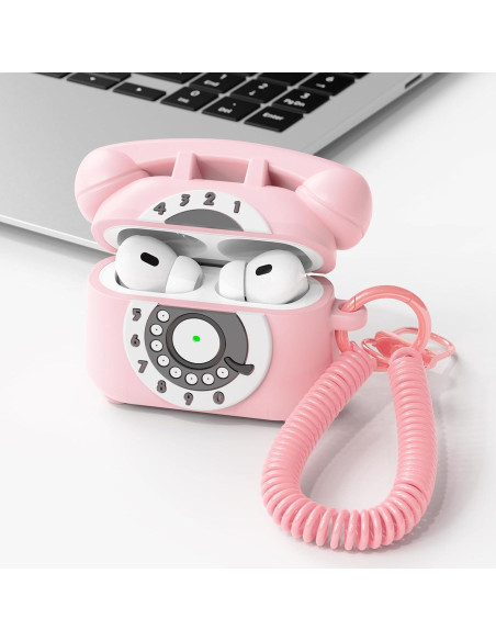 Funda AIRSPO Rosa para AirPods Pro 2 con Kit de Limpieza