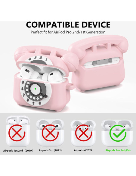 Funda AIRSPO Rosa para AirPods Pro 2 con Kit de Limpieza