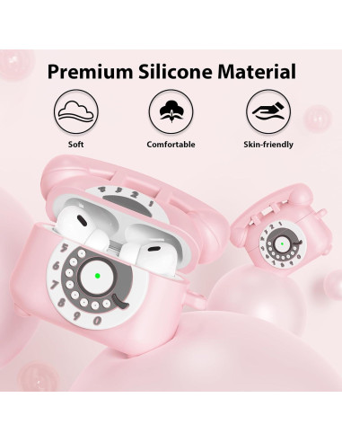 Funda AIRSPO Rosa para AirPods Pro 2 con Kit de Limpieza