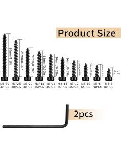 Kit de Tornillos Autoperforantes M3 de Acero Inoxidable 480 Pcs 2