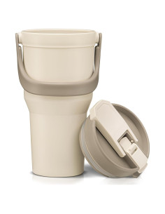 Taza de Viaje Reutilizable Tribello 32 oz Beige Aislada