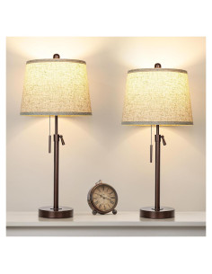 Juego de 2 Lámparas de Mesa Ajustables 56-76 cm Marrón LED