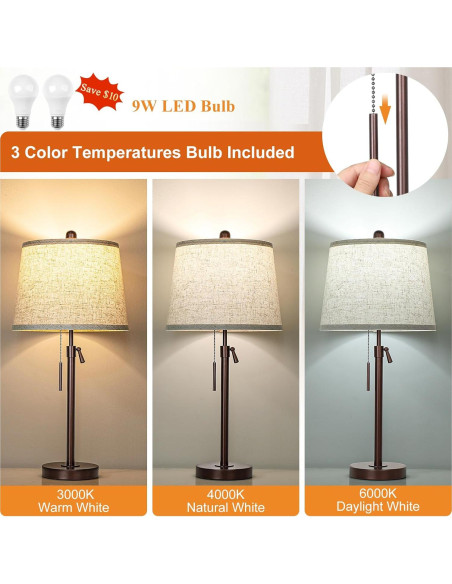 Juego de 2 Lámparas de Mesa Ajustables 56-76 cm Marrón LED