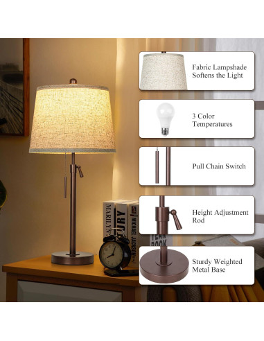 Juego de 2 Lámparas de Mesa Ajustables 56-76 cm Marrón LED