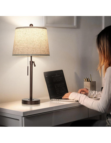 Juego de 2 Lámparas de Mesa Ajustables 56-76 cm Marrón LED