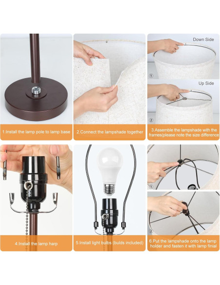 Juego de 2 Lámparas de Mesa Ajustables 56-76 cm Marrón LED