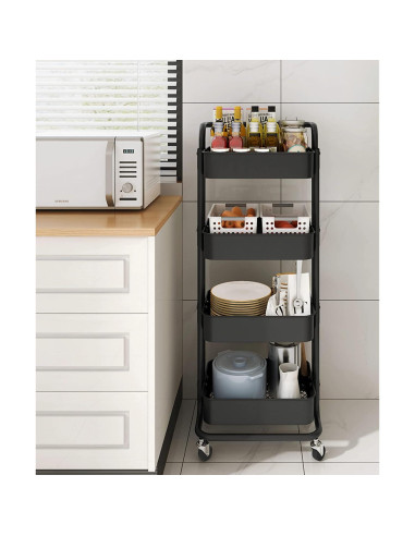 Carrito de Almacenamiento MURRI&MURRDI 4 Niveles Negro
