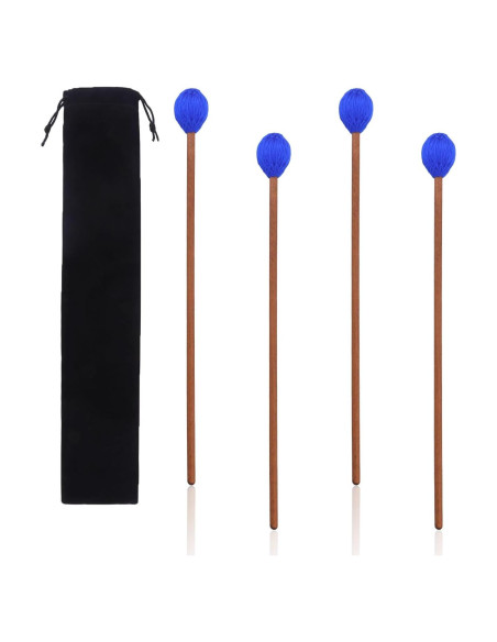 Mallets de Marimba Azules - Juego Profesional 2 Pares con Hilo