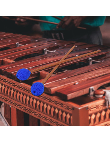 Mallets de Marimba Azules - Juego Profesional 2 Pares con Hilo