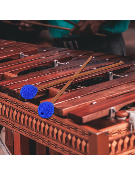 Mallets de Marimba Azules - Juego Profesional 2 Pares con Hilo