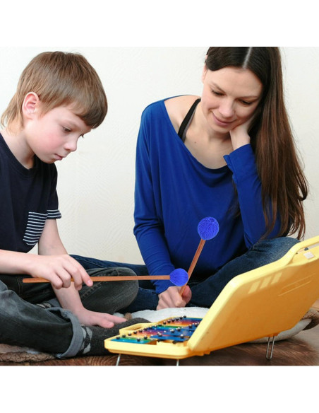Mallets de Marimba Azules - Juego Profesional 2 Pares con Hilo