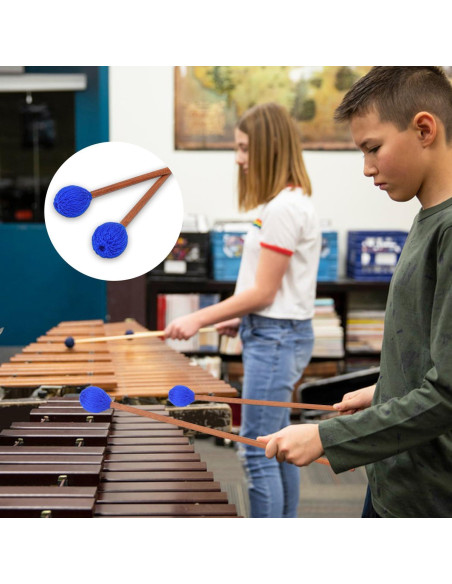 Mallets de Marimba Azules - Juego Profesional 2 Pares con Hilo