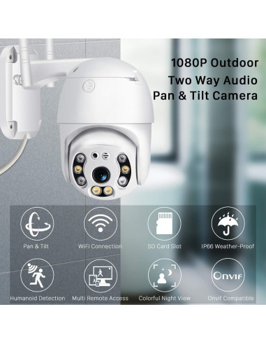 Cámara de Seguridad Exterior WiFi 1080P BESDERSEC Dome IP66