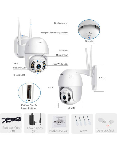 Cámara de Seguridad Exterior WiFi 1080P BESDERSEC Dome IP66