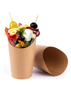 MOLFUJ 50 Tazas de Papel Kraft Desechables 12 oz para Fiestas