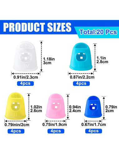 20 Protectores de Punta de Dedo de Goma Pndeyo - 5 Colores