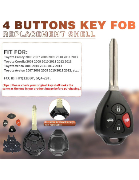 Carcasa de Llave Remota Toyota 4 Botones HYQ12BBY GQ4-29T