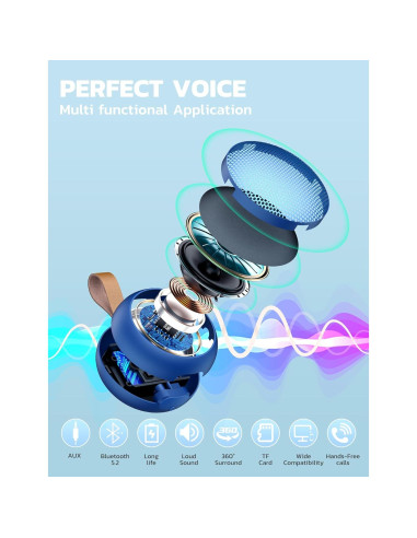 Altavoz Bluetooth S15 Impermeable IPX7 Portátil 12h Azul