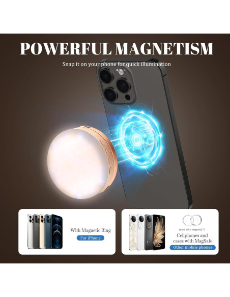 Luz Selfie Magnética YXFEIR con Espejo y Soporte, 45.72 cm