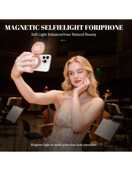 Luz Selfie Magnética YXFEIR con Espejo y Soporte, 45.72 cm