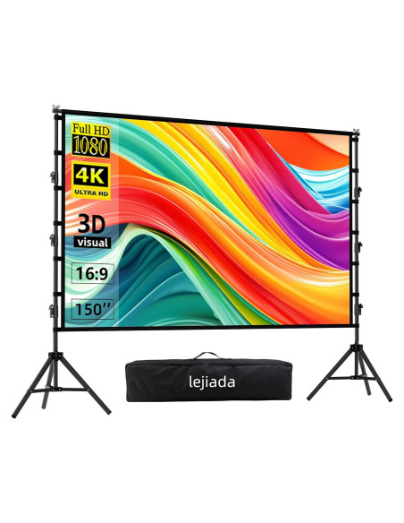 Pantalla de proyector portátil Lejiada 150" HD 4K con soporte