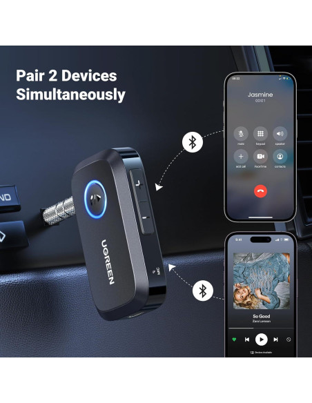 Adaptador Aux Bluetooth UGREEN 5.4 con Cancelación de Ruido