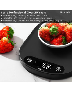 Balanza Digital de Cocina Vitafit 15kg Precisión 1g LED Negra 2