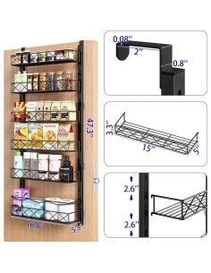 Organizador de Puerta MIAOLI Negro 6 Niveles Ajustable 2