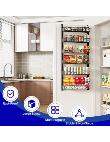 Organizador de Puerta MIAOLI Negro 6 Niveles Ajustable