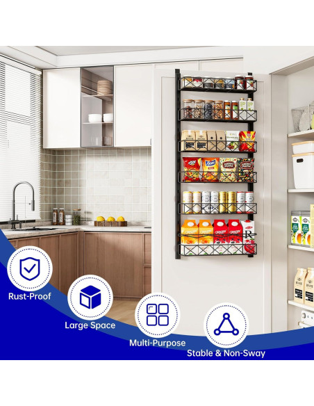 Organizador de Puerta MIAOLI Negro 6 Niveles Ajustable