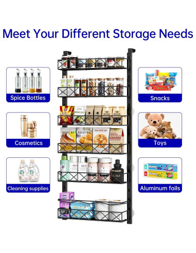 Organizador de Puerta MIAOLI Negro 6 Niveles Ajustable