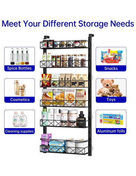 Organizador de Puerta MIAOLI Negro 6 Niveles Ajustable