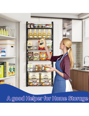 Organizador de Puerta MIAOLI Negro 6 Niveles Ajustable