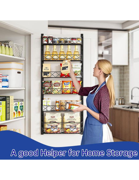 Organizador de Puerta MIAOLI Negro 6 Niveles Ajustable